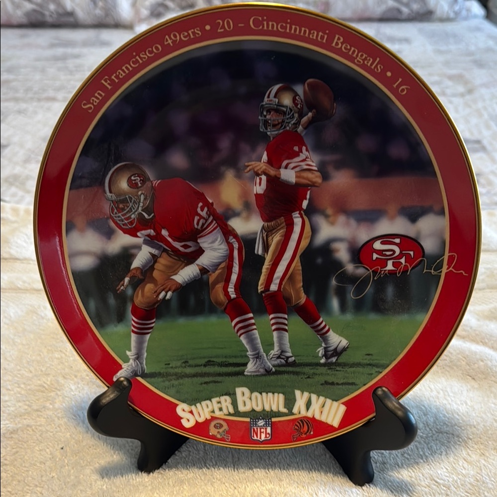 The Bradford Exchange Red and Gold Super Bowl XXIII Plate